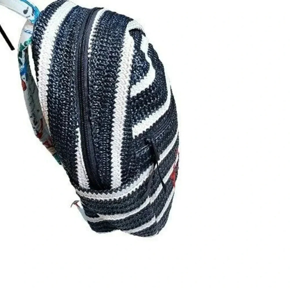 Vera Bradley Straw Mini Backpack Anchors Aweigh Nautical Beach Bag - Picture 4 of 11